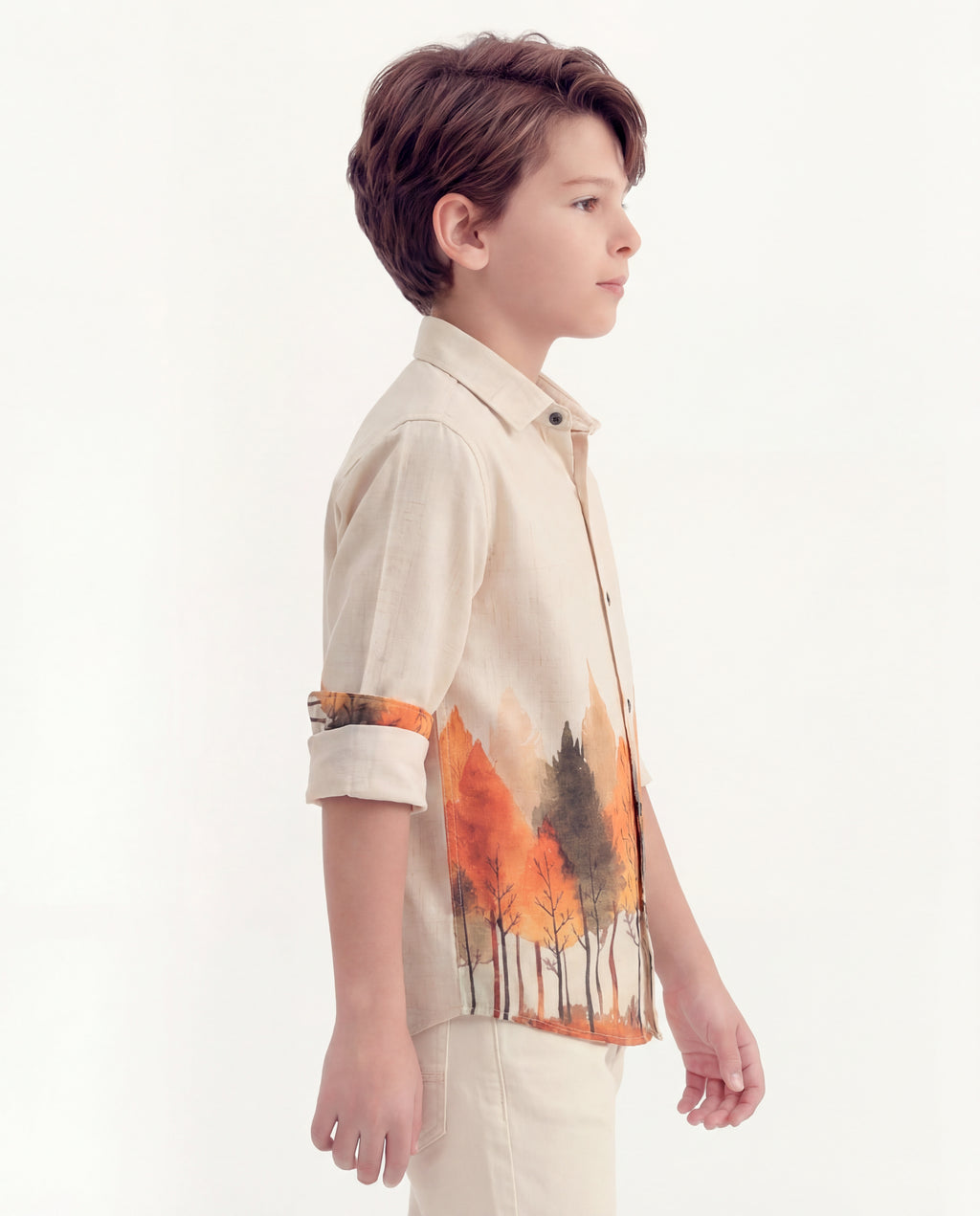 Boys Nature Print Cotton Shirt