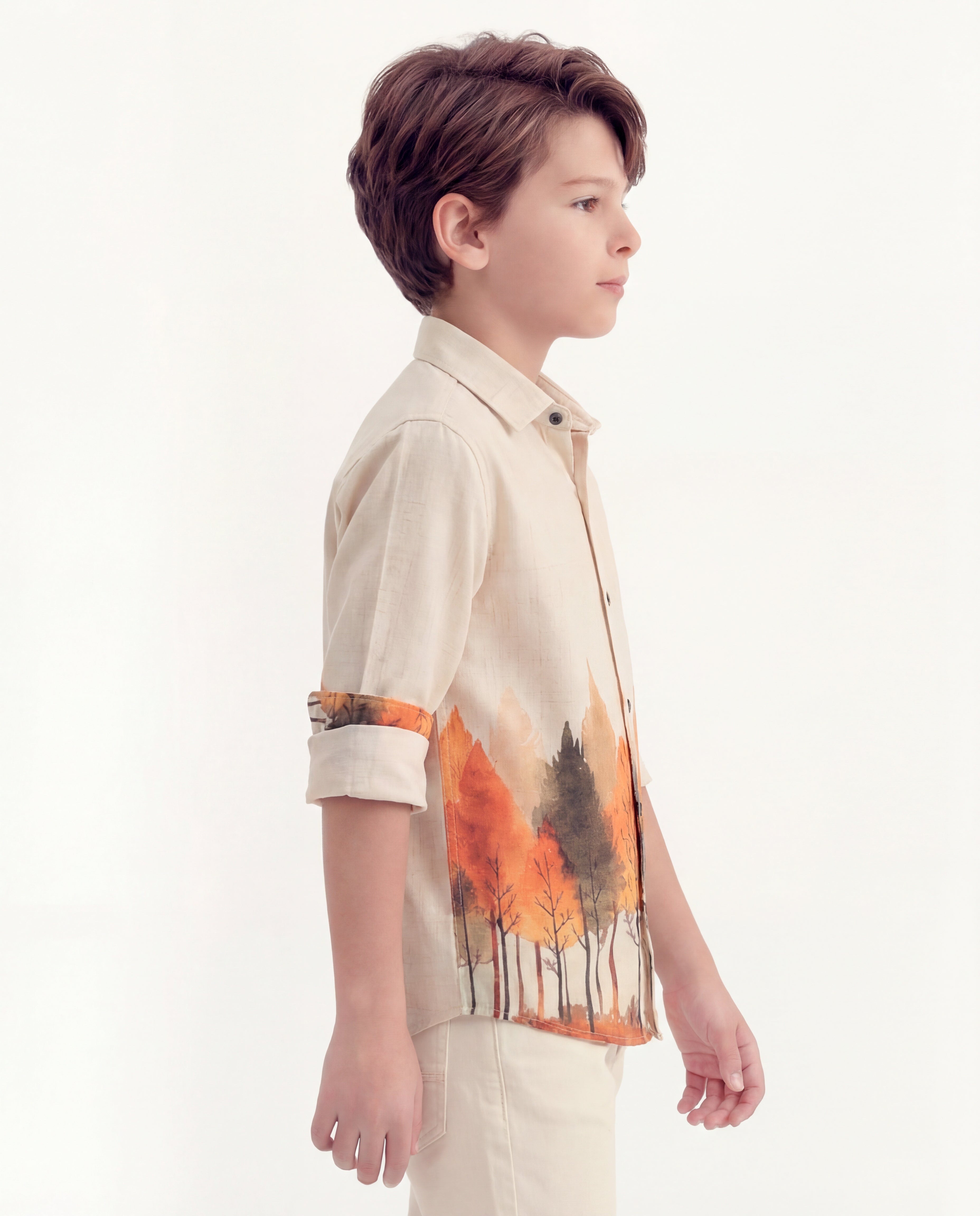 Boys Nature Print Cotton Shirt