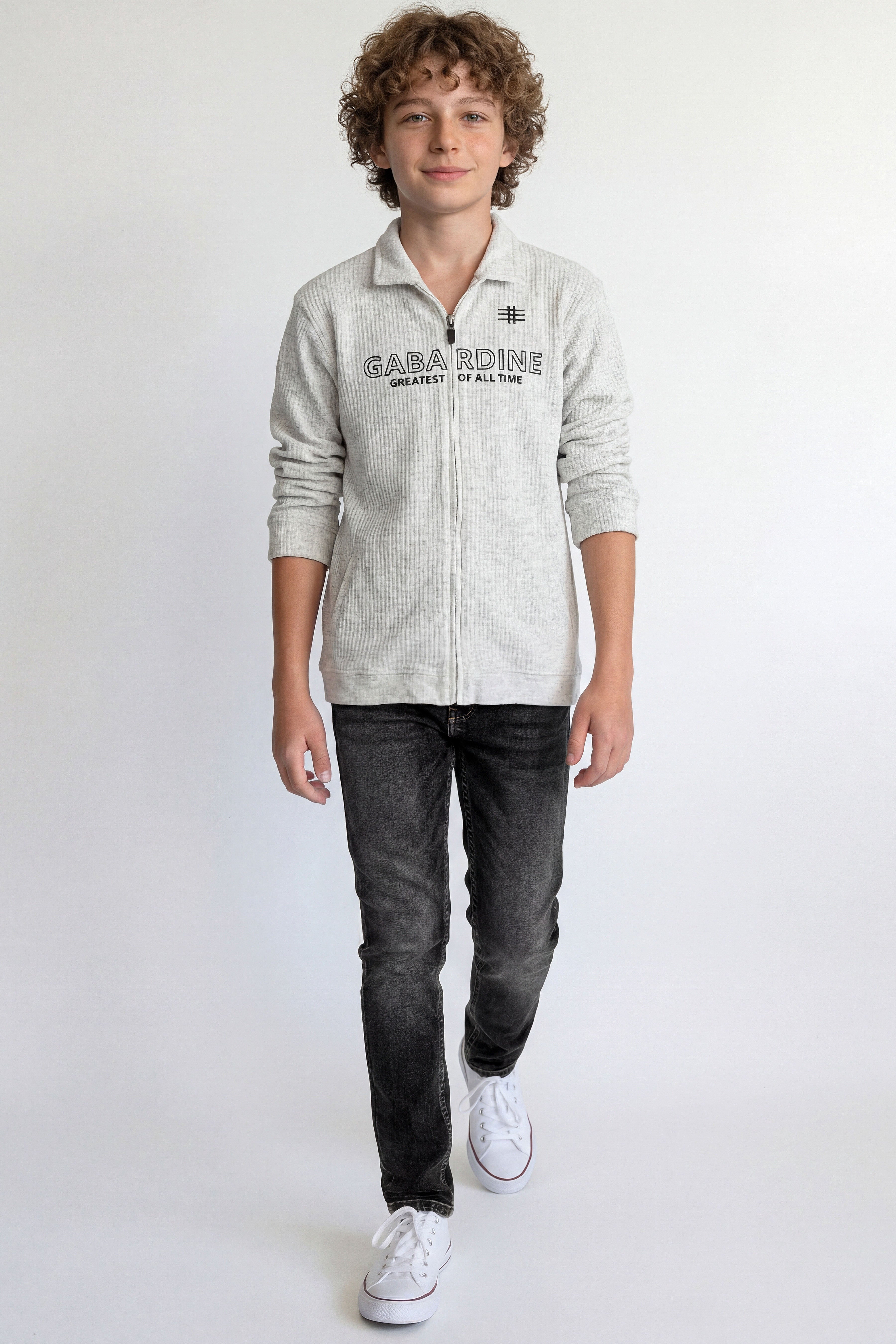 Casual zip-up sweatshirt.