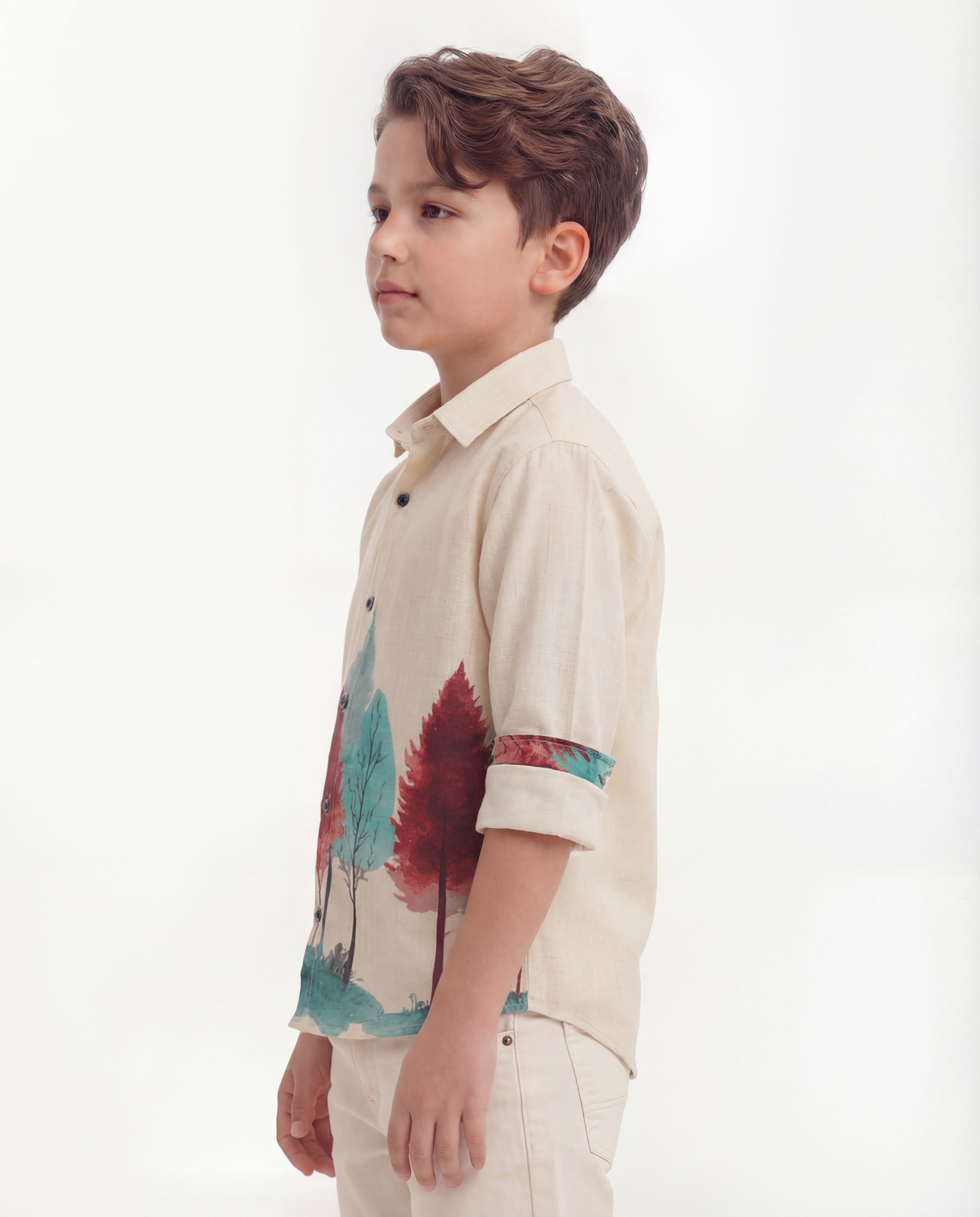 Boys Nature Print Cotton Shirt