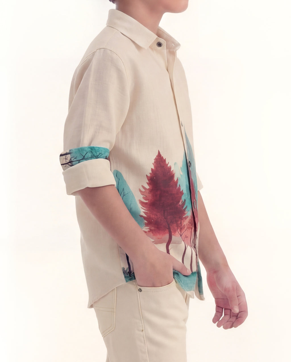 Boys Nature Print Cotton Shirt