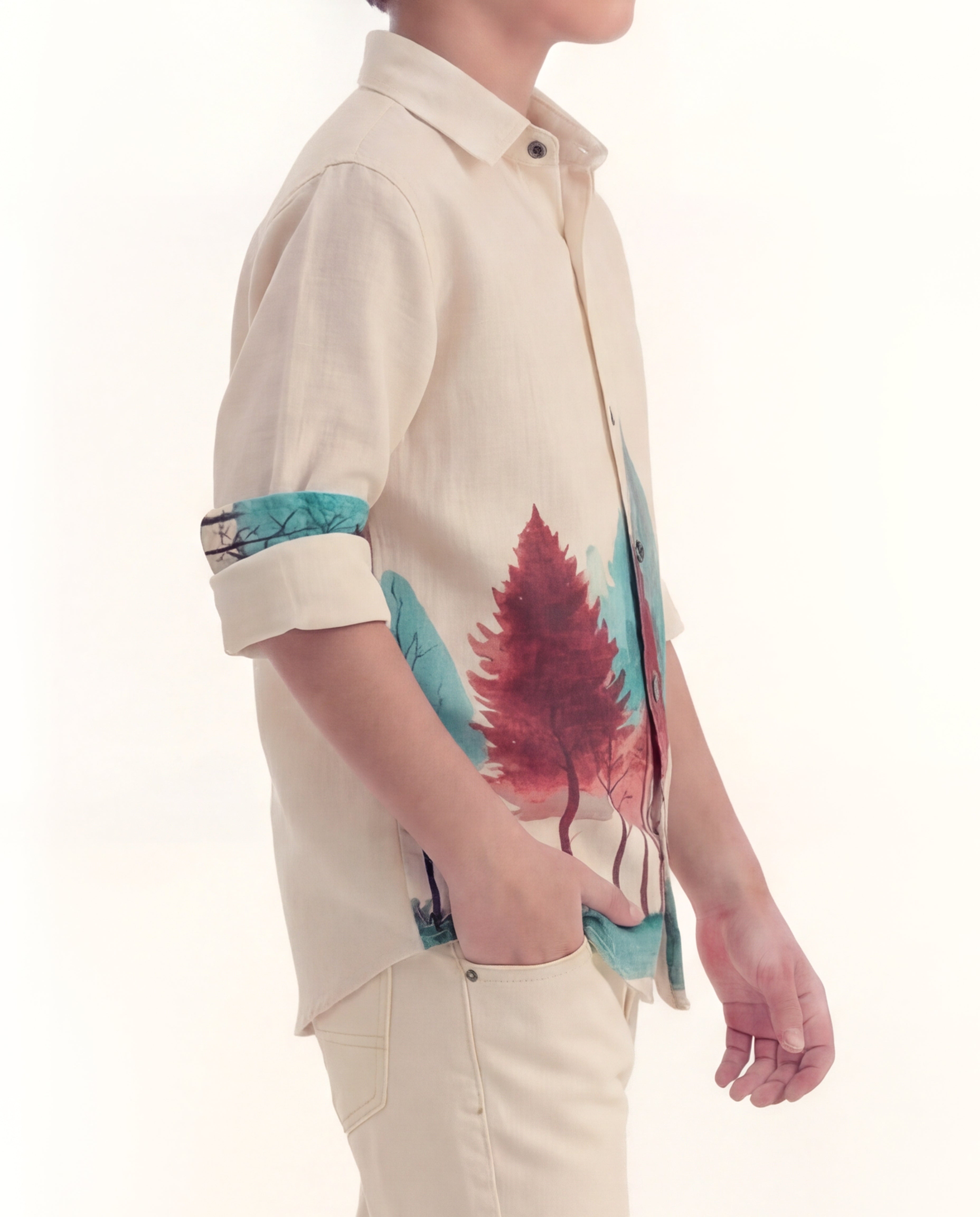 Boys Nature Print Cotton Shirt