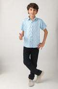 Boys' short-sleeve shirt, with over-all print