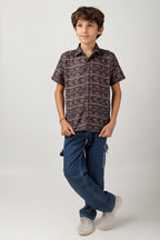 Boys' short sleeve, over-all printed shirt