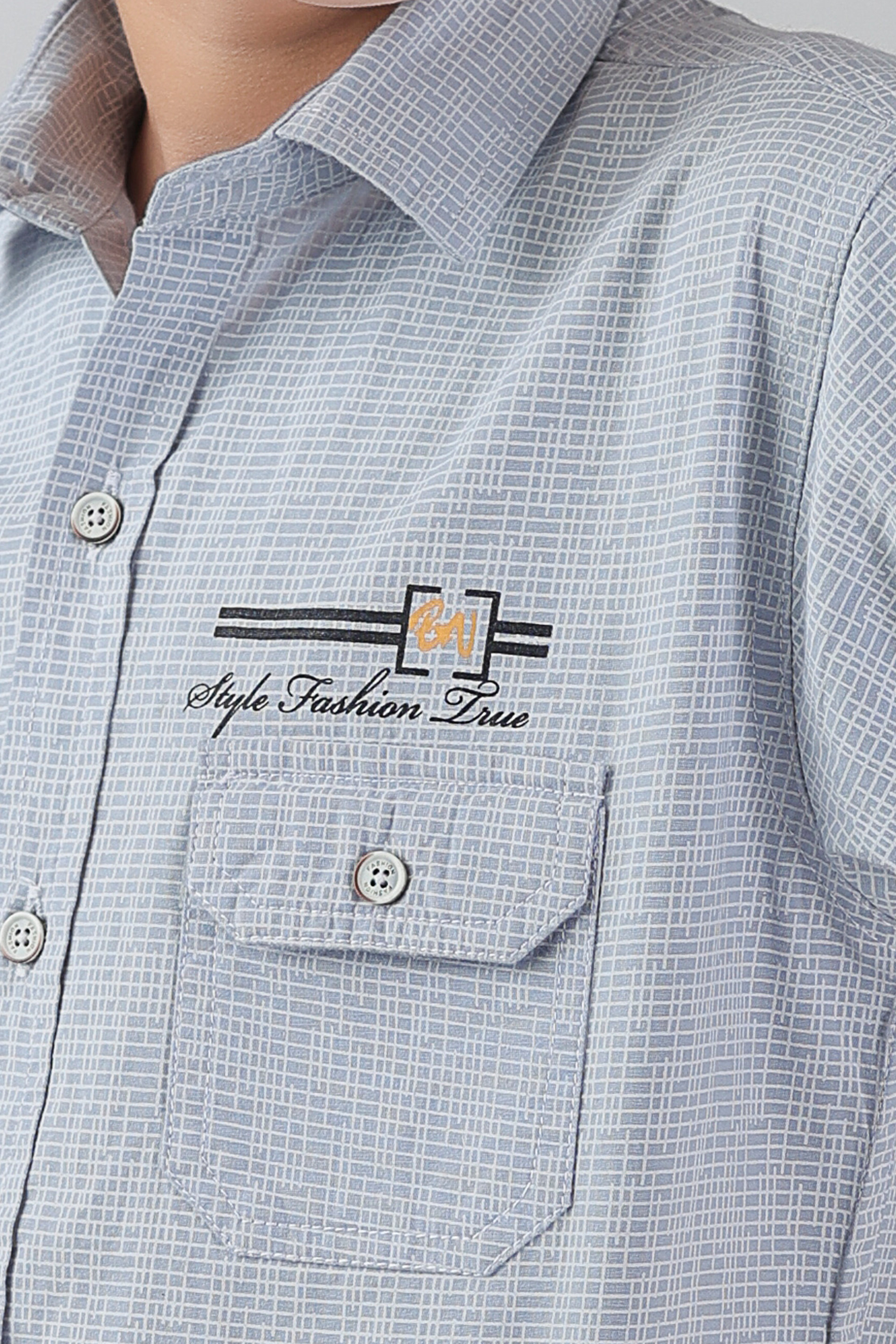 Boys' classic collar, double pocket, short sleeve shirt