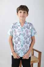 All- over printed camp collar shirt
