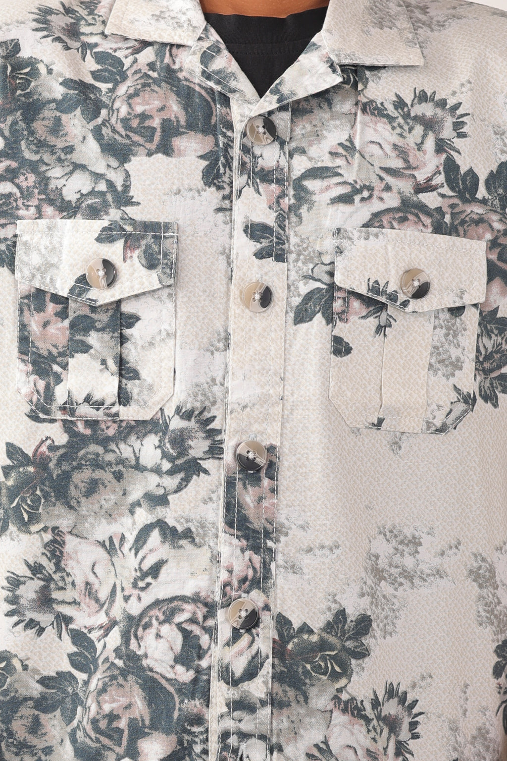 Boys' sleeveless over-shirt with over-all floral print