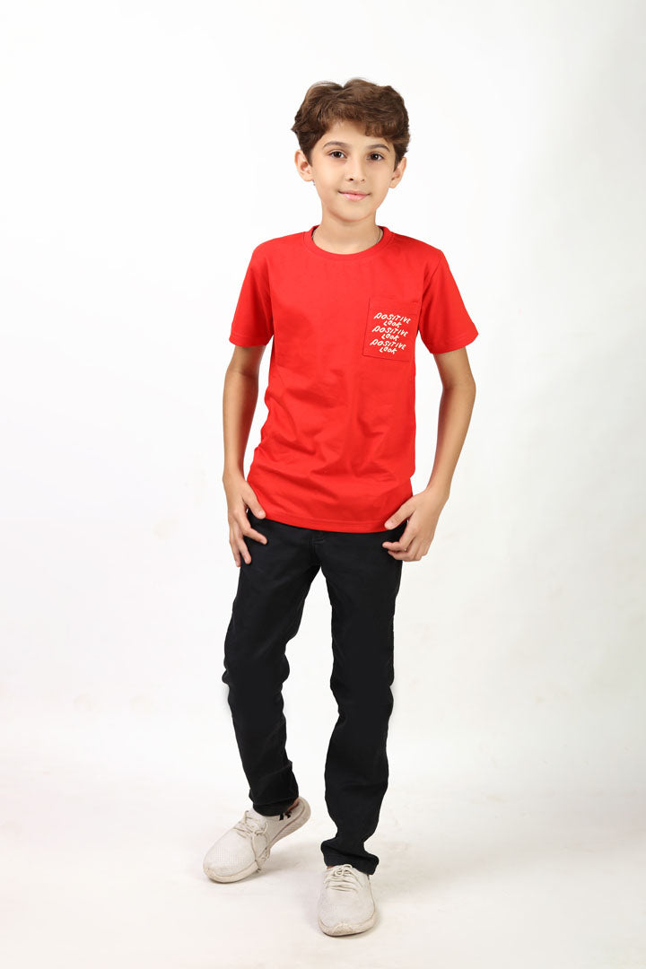 Boys' round neck t-shirt with front pocket