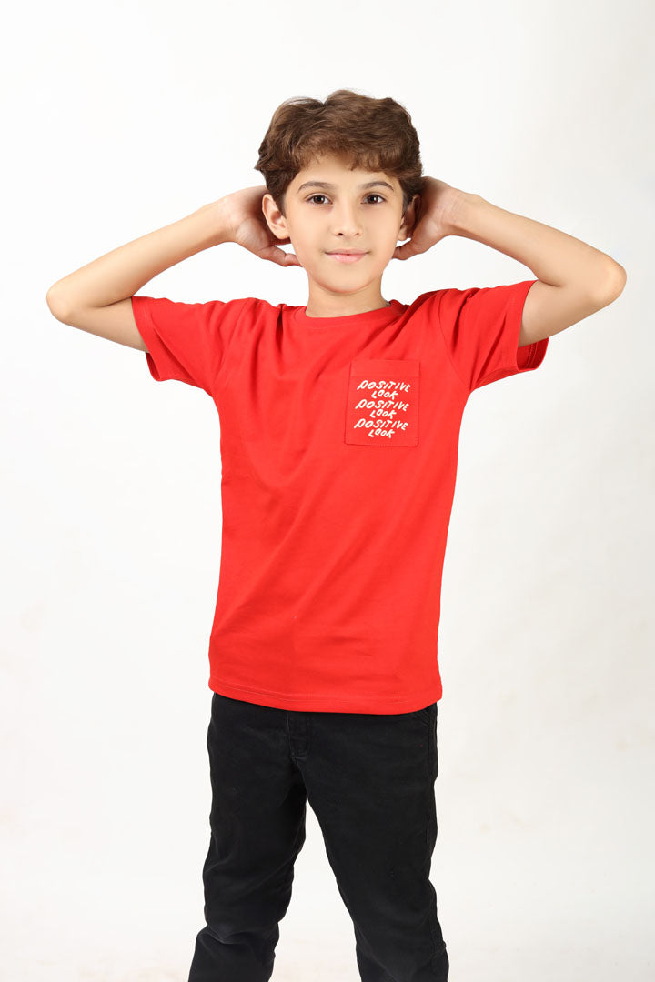 Boys' round neck t-shirt with front pocket