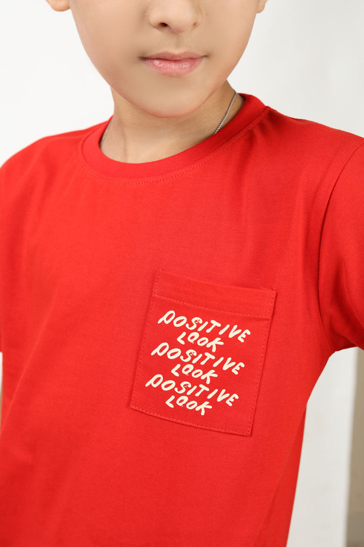 Boys' round neck t-shirt with front pocket