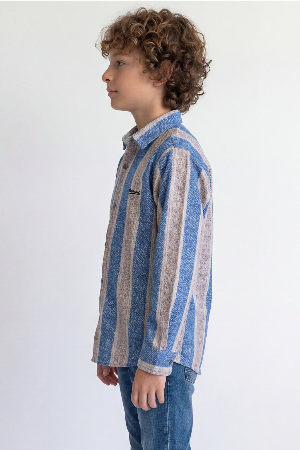 Boys' casual long sleeves striped shirt