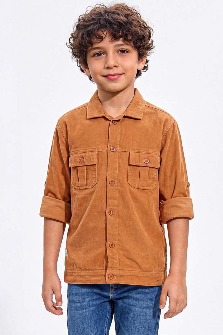 Rich rust-colored corduroy shirt
