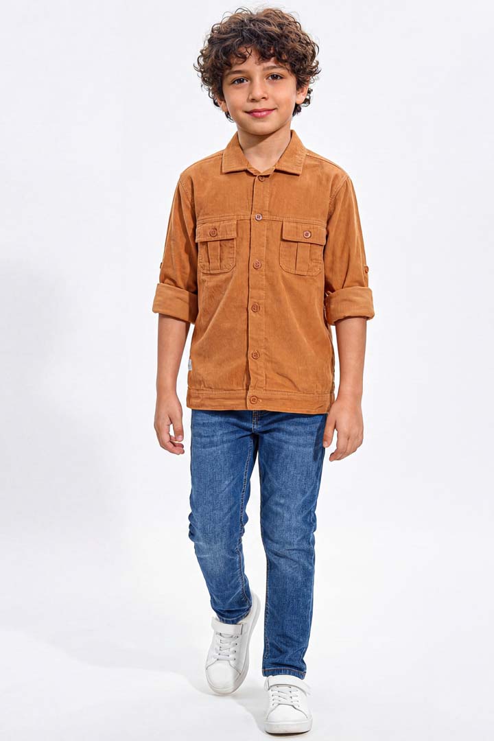 Rich rust-colored corduroy shirt